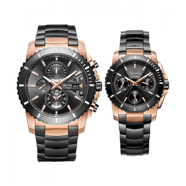 Alexandre Christie AC 6455 Rosegold Black Couple